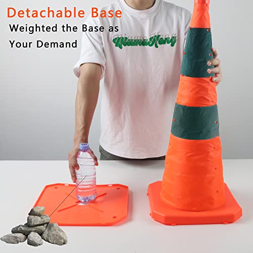 28 Inch Collapsible Traffic Cones, 2 Pack Parking Cones| Safety Cones| Road Cones, Orange Cones With Reflective Collars, Pop Up Construction Cones For Parking Lot & Driving Practice #TOP3