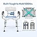Shower Chair for Inside Shower with Arms and Back, 500lbs Capacity Height Adjustable U-Shaped Seat for Seniors Elderly Easy Bathing, 4-in-1 Tool-Free Assembly