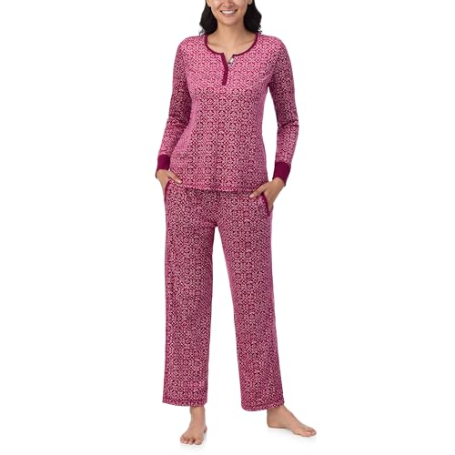 Nautica Pajamas for Women Set, Long Sleeve Henley Pajama Shirt & Pants, Warm Winter Fleece Sleepwear Lounge PJ Sets for Women