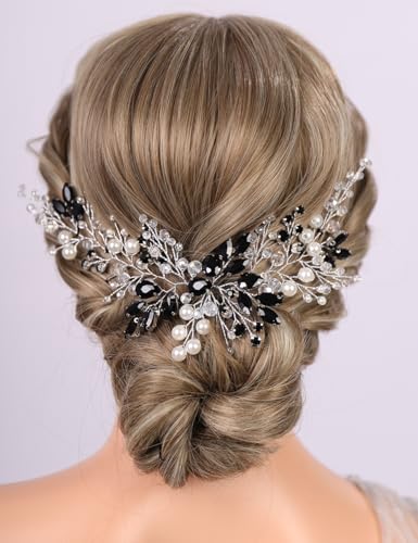 Serre-tête mariage cristal noir accessoire cheveux pour briller au bal de promo