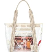 Fammart Clear Beach Bag for Women, Large Clear Tote Bag for Stadium Events - Zipper Closure, Wate...