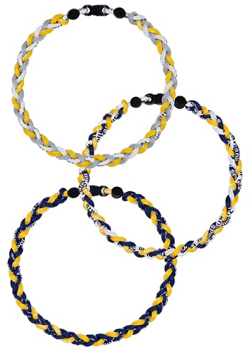 SUPBOMM 3 pcs Baseball Rope Necklaces, League Team Colors Braided Necklace, Baseball Team Gifts, MILBrewers