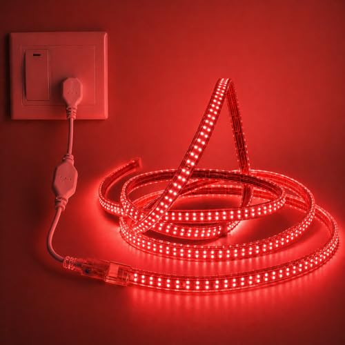 Image of 4 Meter LED Strip Light with Connector | Flexible Decorative Rope Light for Home, Bedroom, TV Backlight, Ceiling, Party & Festival Decoration (Red, 4 Meter)