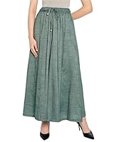TNQ Women Cotton Full Flared Sharara || Flared Palazzo Pants || Textured Design Solid Sharara (5XL, Green)