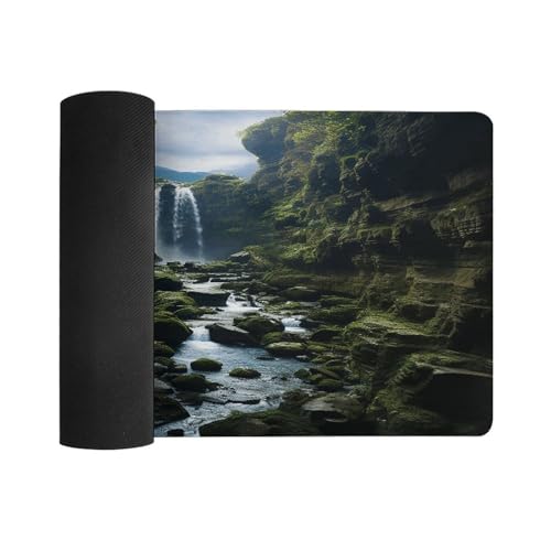 Mouse Pad Waterfall Cliff Desk Mat grande de goma miniatura 3