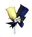 Angel Isabella Boutonniere - Navy Blue Rose with Yellow Rose Boutonniere with Pin for Prom, Party, Wedding