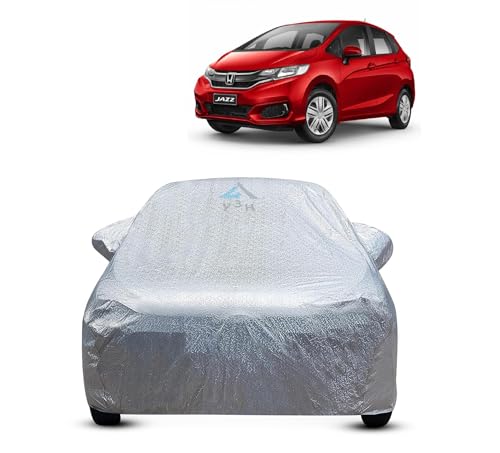 Image of Y3H 100% Waterproof Car Cover Compatible with Honda Jazz New (Model : 2018 Onwards) Custom Fit Body Covers with Mirror Pockets | Color : Metalic Silver