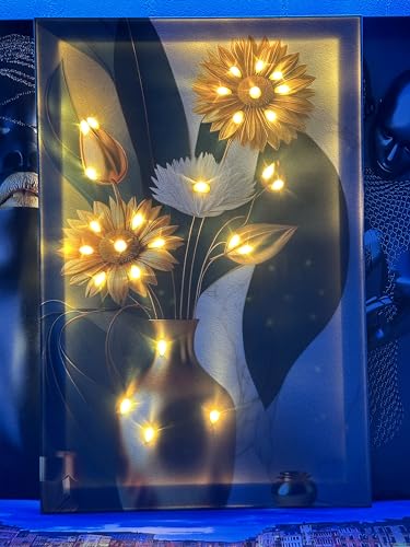 Tableau LED marguerite dorée Zgut 60x90cm pour décoration murale