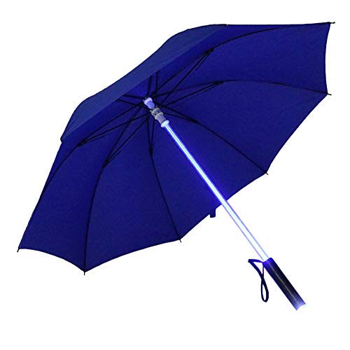 Preisvergleich Produktbild Dyyicun12 Blinkender Regenschirm mit Licht, kreatives buntes blinkendes LED-Licht Stab-Taschenlampe, winddichter Sonnenschirm, einfarbig, Blau
