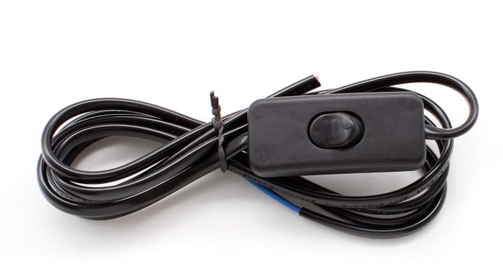 Black Toggle Light Switch, Inline, 2.5m 2 Core Desk Lamp Cable