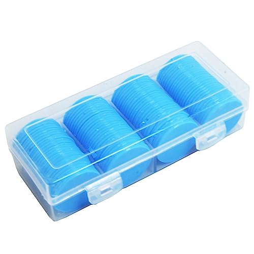 Smartdealspro Undurchsichtiger Lernzähler aus Kunststoff, Mini-Poker-Chips, Spielsteine mit Aufbewahrungsbox (Himmelblau, 32 mm (100 Stück))