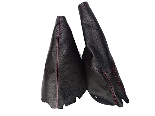 The Tuning-Shop Ltd Compatible with Shift Boot & E Brake Boot for Ford Mustang MK4 Pre-Facelift 1994-1998 Leather Red Stitching