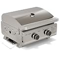 Electactic 20,000 BTUs Portable Tabletop Gas Grill, 2-Burner Propane Grill with Foldable Legs, 251 Sq.in Cooking Area, Stainless Steel BBQ Grill for Easy Assemble & Clean, Ideal for Outoor/RV/Patio
