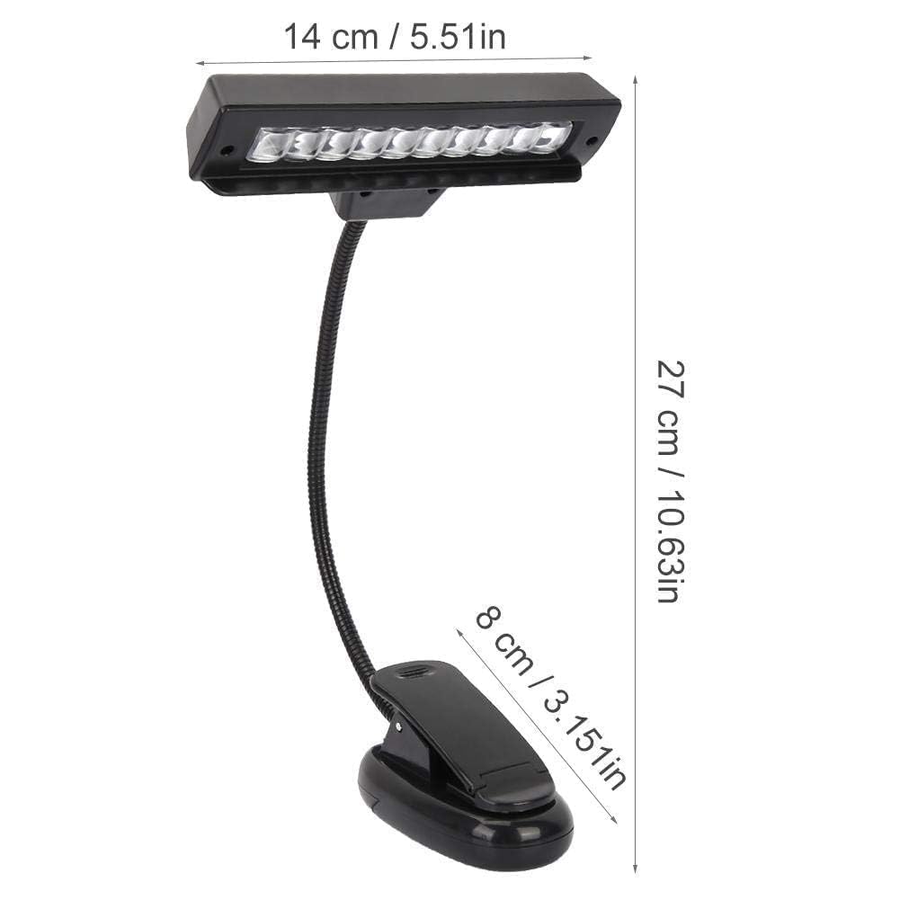Vbest life Lámpara de soporte musical, lámpara de soporte musical de orquesta de plástico portátil, lámpara de soporte musical de soporte de cuello flexible USB de lectura LED - Negro