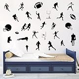 WOYINIS Set of Football Player Wall Decals Football Wall Stickers Peel & Stick Rugby Wall Decal Sport Wall Stickers for Kids Boys Teens Bedroom Playroom Classroom Decor