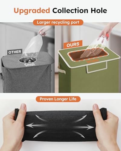 Image of SOLEDI Recycling Bin for Kitchen,26 Gallon Large Recycle Bin with Lid and 2 Removeable Reusable Inner Bags,Indoor Recycling Trash Can for Collector of Bottles Cans, and Plastic,Green
