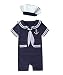 XM Nyan May's Baby Toddler Boys Sailor Stripe Romper Marine Navy Romper Onesie Outfit (6-12 Months, Navy B)