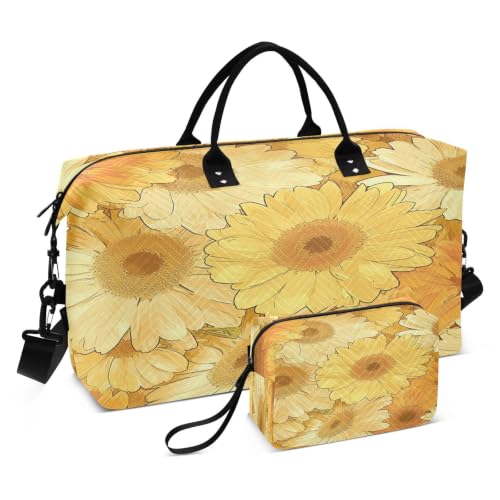 Sac de voyage tournesol anti humidité avec pochette maquillage femme