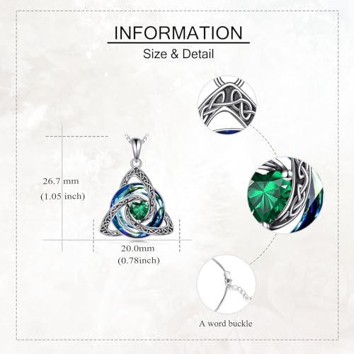 Celtic Knot Necklace 925 Sterling Silver Trinity Knot Triquetra Crystal Pendant Irish Scottish Jewelry Gifts for Women4