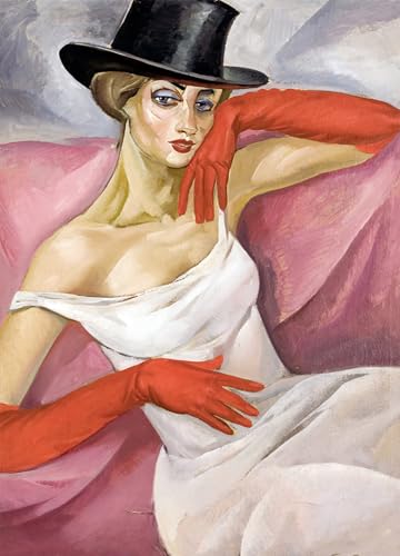 Cuadro Femme en Chapeau de Boris Grigoriev impreso en lienzo para decoración de salón 60x90cm