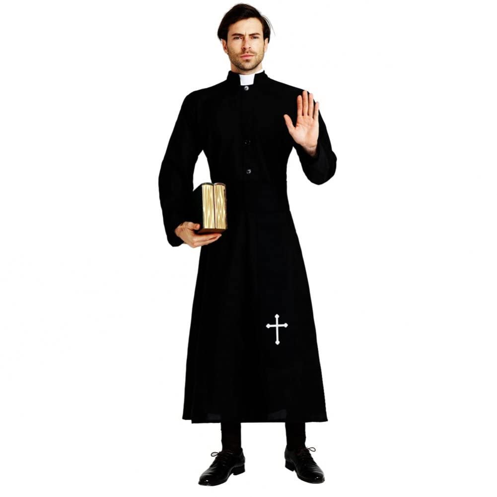 Costume de prêtre vicaire pour hommes pour fête d'Halloween et soirée à thème