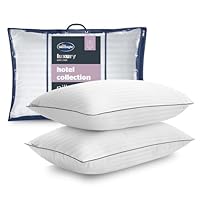 Silentnight Luxury Hotel Collection Piped Pillow - Hotel Quality Stylish Pillow Soft Medium Support for Back & Side Sleepers - Filled with Finest Fibres, Hypoallergenic and Machine Washable, Pack of 2