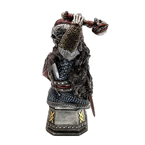 Looyar Viking Undead Warrior Berserker Drummer Skeleton Bust Resin Statue Sculpture Ornament Figurine Craft For Home House Living Room Porch Decoration Office Desk Desktop Table Arrangement Gift #TOP4
