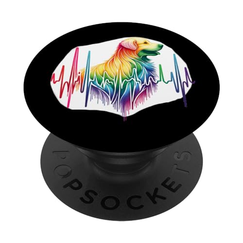 Golden Retriever Pulse Heartbeat ECG Cane PopSockets PopGrip Intercambiabile