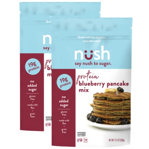 High Protein Healthy Pancake Mix By Nush Foods (Blueberry) | Blueberry Protein Pancake Mix – (2 Pack) - Gluten Free, Grain Free Snacks, Paleo Pancake, High Omega 3, Diabetic Friendly, Maximum Muscle Gain Pancakes #TOP16