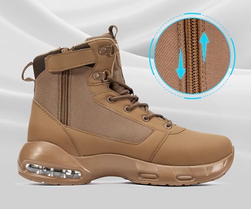 Image of LARNMERN Steel Toe Boot Men Non Slip Work Shoe Rainproof Safety Toe Sneaker Side Zipper Industrail Boot High Top Tactical Shoe
