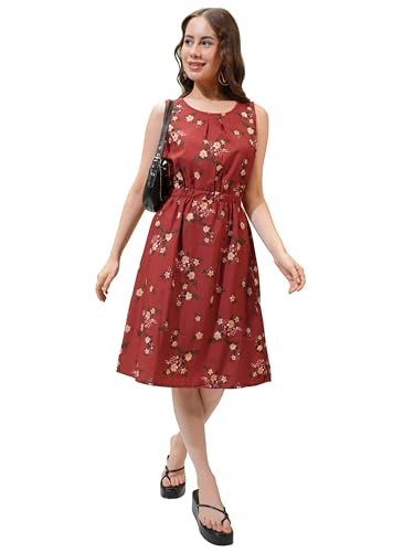 Image of Tokyo Talkies Women's Sleeveless Round Neck Printed Dresses | Stylish| Casual