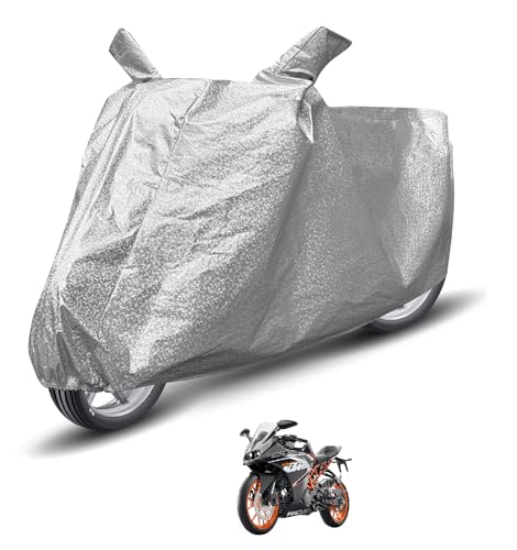 Image of Auto Hub Waterproof Bike Cover Compatible with KTM RC 390 Dustproof, UV Protection Two Wheeler Bike RC 390 Cover - Metallic Silver