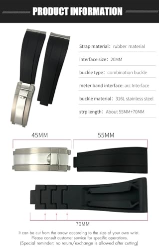 Bracelet caoutchouc vert 20mm pour Rolex Submariner style sport et urbain - 6
