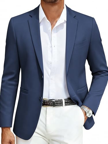 COOFANDY Men’s Casual Blazer Jacket Slim Fit Sport Coat Fashion Suit Blazer Navy Blue, M