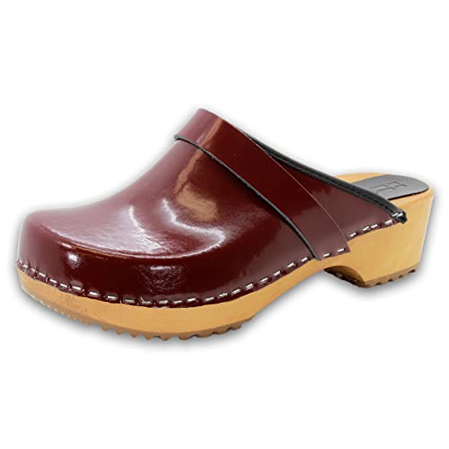 Image of Bjork Maja Wood Open Back Leather Clogs