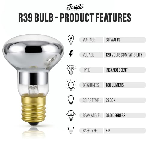 Image of JAMBO Liquid Lamp Replacement Bulbs- 2 Pack 30 Watt E17 Bulbs, Bulb for 16 inch Liquid Motion Lamps