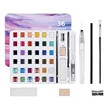 Doiyislem Acuarela,Kit de Arte y Manualidades de 36 Colores,Set De Pinceles Y Pinturas Portátil Para Principiantes Niños Adultos Aula Viaje Exterior Cafetería Manualidades Y Uñas | Aula Exterior Viaje