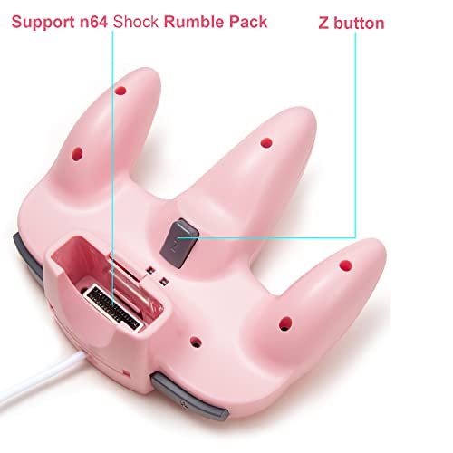 Image of 2 Pack Classic N64 Controller, kiwitata Retro N64 Remote Gaming Joystick Wired Gamepad Controller for N64 System Video Games Console Pink