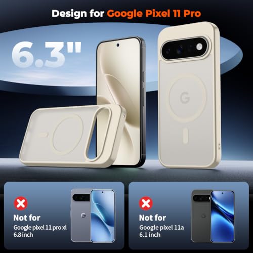 Image of SUPFINE Magnetic for Google Pixel 11 Pro Case - Stone | With Screen Protector,Translucent Matte,Built-in Magnets,Military Grade Drop Protection,Shockproof Phone Cover