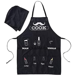 BRAMBLE Grappig BBQ-Schort voor Mannen, Barbecueschort met Kap, 7 Zakken en Flesopener – Uniek Cadeau voor Kerstmis, Valentijnsdag, Verjaardagen en Vaderdag