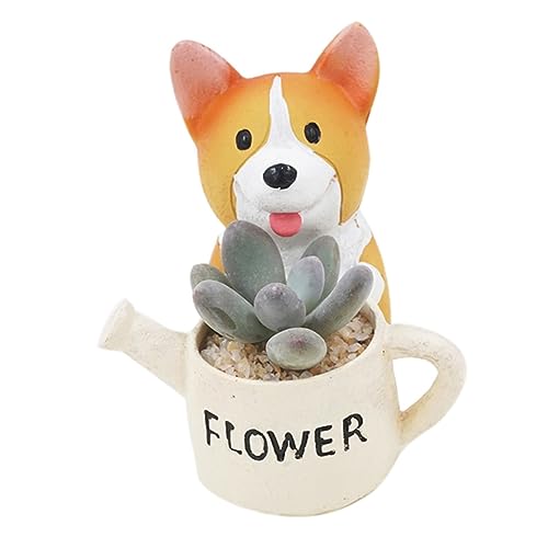 Kisangel libreria librería Desk Lata de refresco Cubre Tapas jarrones suculentos maceteros Maceta de Perro Maceta para Perros Escritorio Adornos Planta en Maceta Perro Corgi