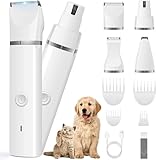 Veeconn Dog Clippers Grooming Kit Hair Clipper-Low Noise Paw Trimmer- Rechargeable - Cordless Quiet Nail Grinder Shaver for Cats and Other Pets
