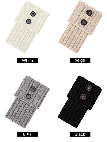 Pangda 4 Pairs Boot Cuffs for Women Short Boot Socks Cuff Buttons Boot Topper Cable Knit Winter Leg Warmers2
