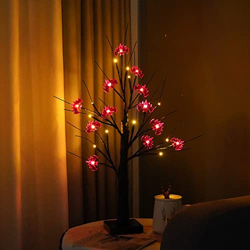 JYCAR Árbol de abedul iluminado de mesa de 2 pies con adornos de murciélago, árbol espeluznante de abedul negro funciona con pilas para centros de mesa de interior de Halloween Cover