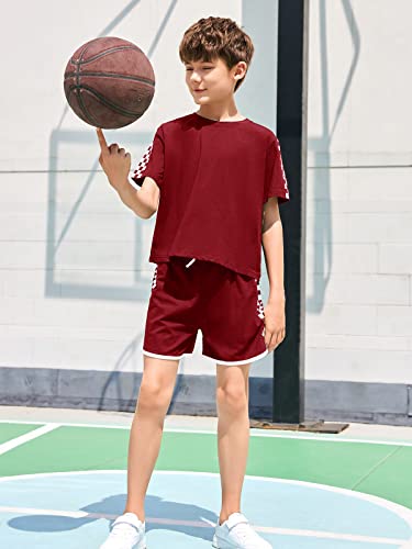 Image of CNJFJ Kids Summer Sport T-Shirt and Shorts Set Plaid Print Clothing Sets Tracksuit