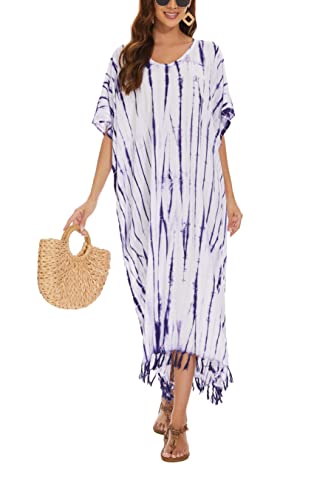 Image of Beautybatik Women Hippie Tie Dye Caftan Kaftan Loungewear Maxi Plus Size Long Dress XL to 4X