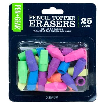 Pen+GearPencil Top Eraser 25 Pack Pen Gear Multicolor Latex Free School Office Supplies