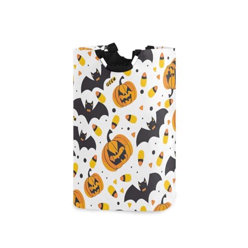 Jihqo Laundry Hamper Basket Halloween Pumpkin Bat Collapsible Nursery Storage Bin Waterproof Clothing Baskets for Home Bedroom Bathroom Washing Room