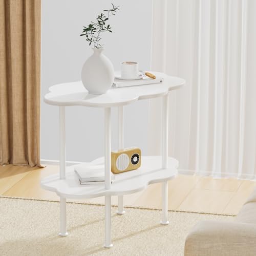 Table d'appoint de style moderne blanc double couche aux finitions soignées