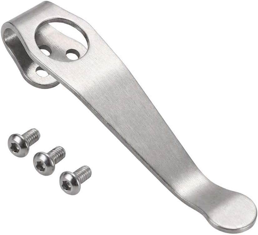 Titanium Deep Carry Pocket Clip Compatible with Paramilitary 2, Para 3 (not FRN), Smock, Manix 2 (not FRN), Yojimbo 2, Delica 4, Endura 4 Folding Hunting Knives, with 3 Screws, Black